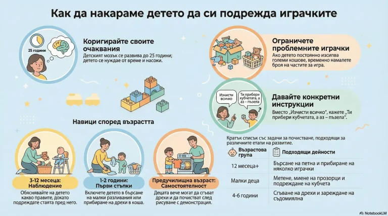 Как да научим детето да подрежда играчките си Наръчник за малки помощници
